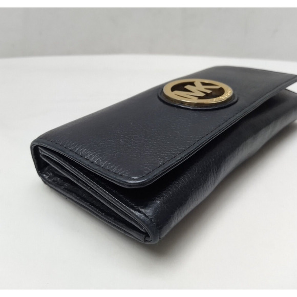 Michael Kors Black Pebbled Leather Logo Credit Card Bifold Wallet - Picture 7 of 16